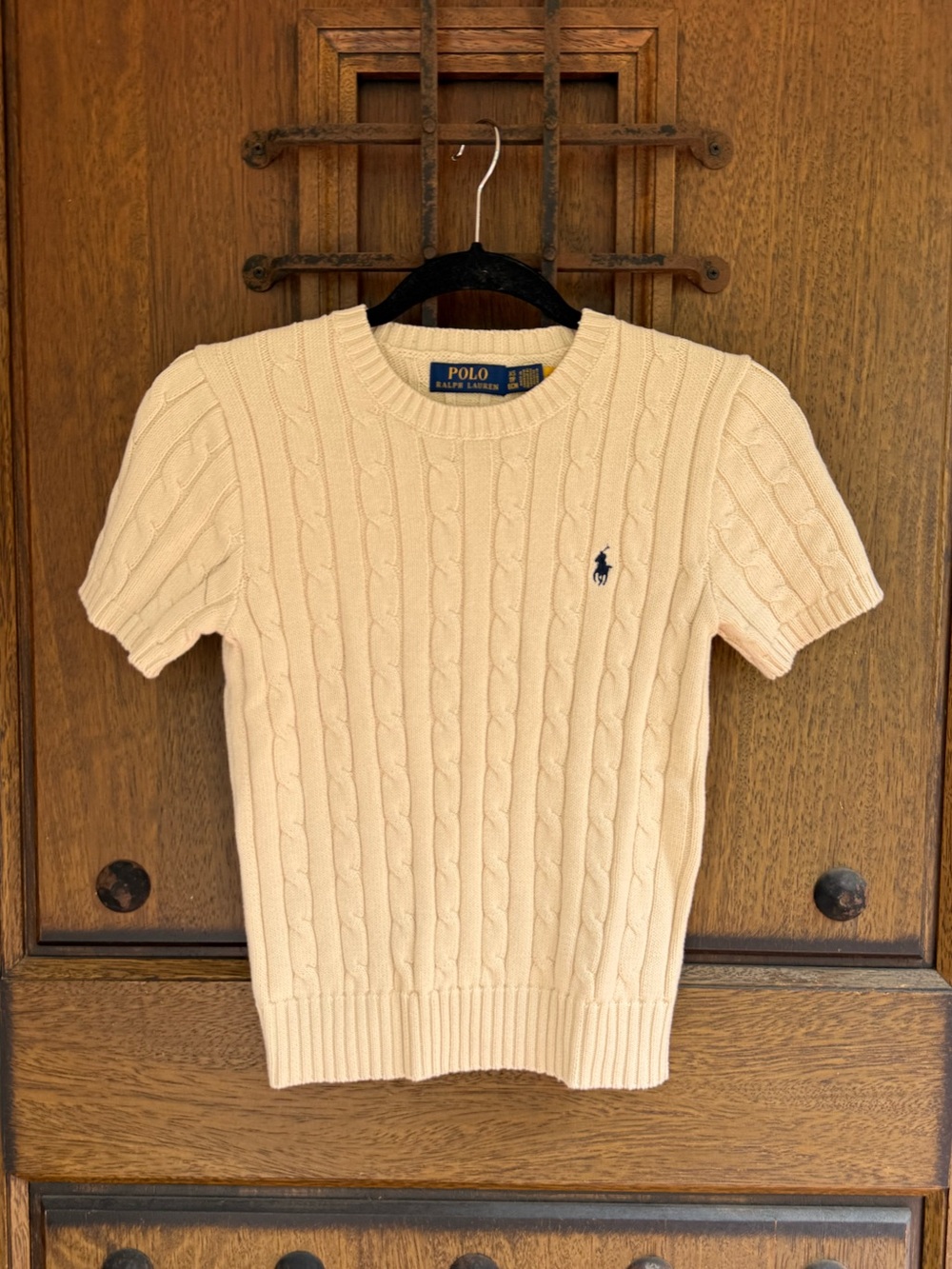 Ralph Lauren Light Beige Cable Knit Crewneck Sweater Size XS